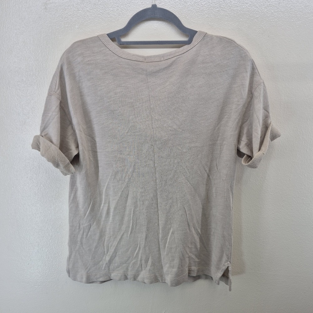 James Perse Cowl Neck Slub Top Women's Size 2 / Medium Beige Made in USA - Picture 4 of 9